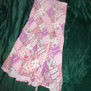 SOLD - NWT Sugar Thrills Dolls Kill Pink Patchwork Prairie Floral Midi Skirt L